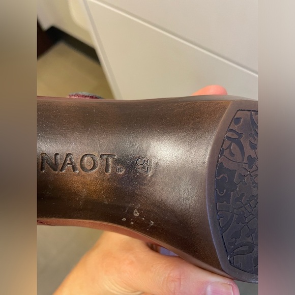 Naot burgundy leather avant garde 2.5" block heeled comfort shoe women's size 37 - Picture 6 of 8